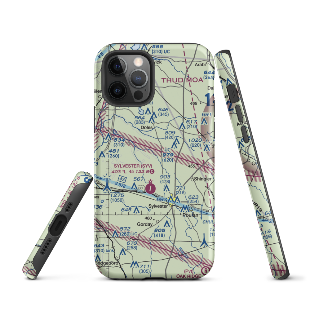 Crowe Airport (GA42) VFR Sectional  Tough iPhone Case iPhone 12 Pro model shown
