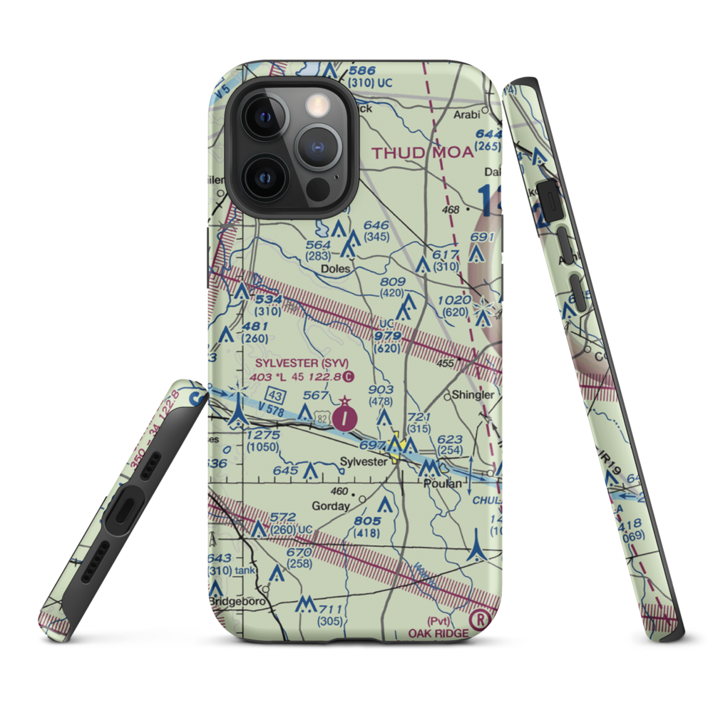Crowe Airport (GA42) VFR Sectional  Tough iPhone Case iPhone 12 Pro Max model shown