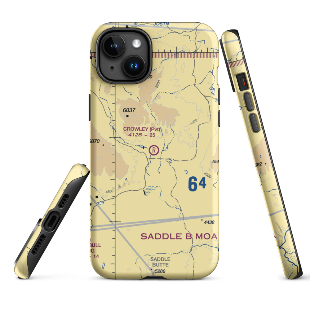 Crowley Ranch Airstrip (78OR) VFR Sectional  Tough iPhone Case iPhone 15 Plus model shown