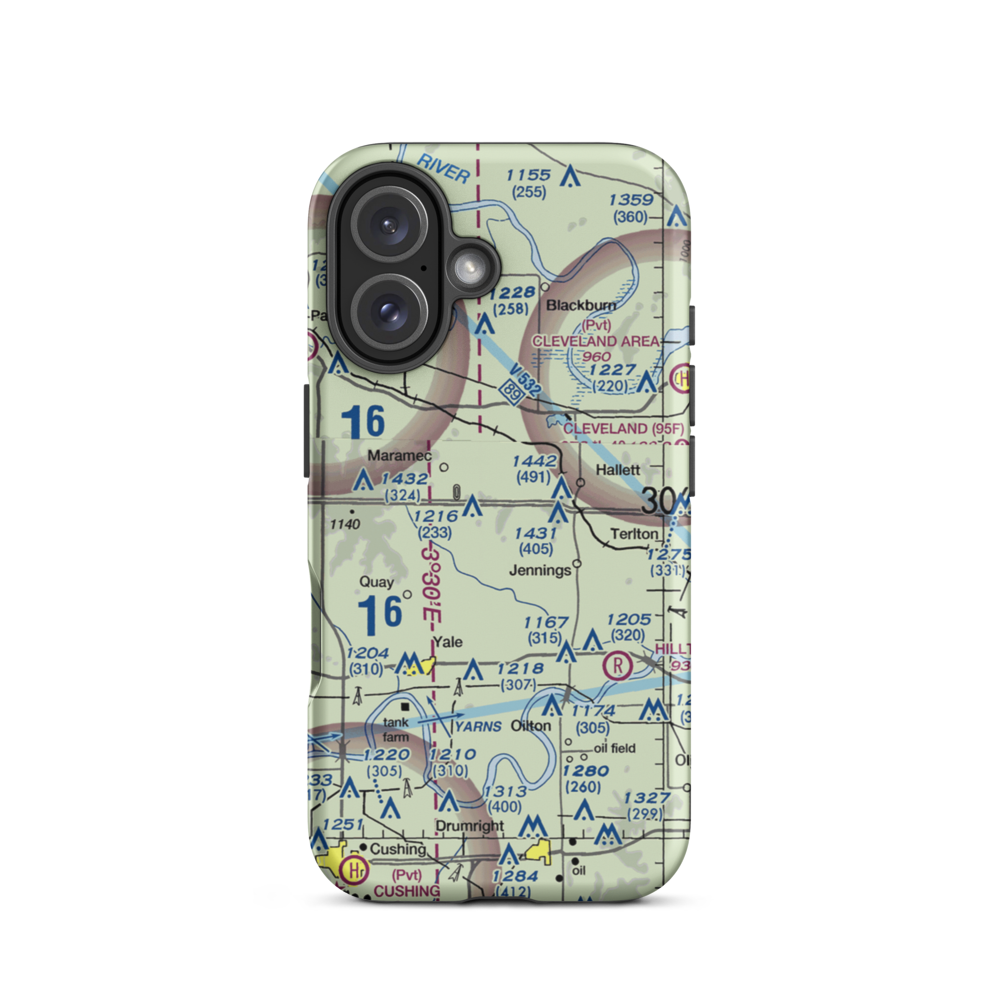 Crystal Airport (0OK9) VFR Sectional  Tough iPhone Case iPhone 16 model shown