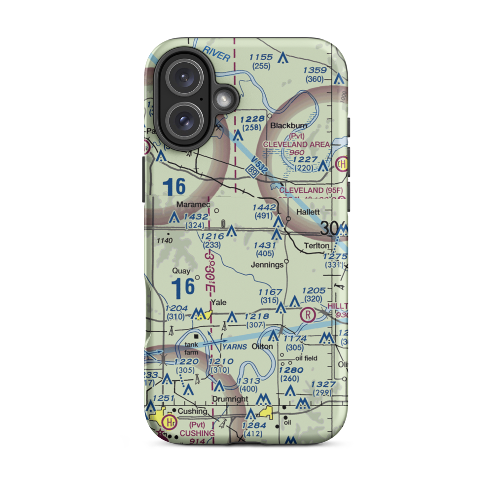 Crystal Airport (0OK9) VFR Sectional  Tough iPhone Case iPhone 16 Plus model shown