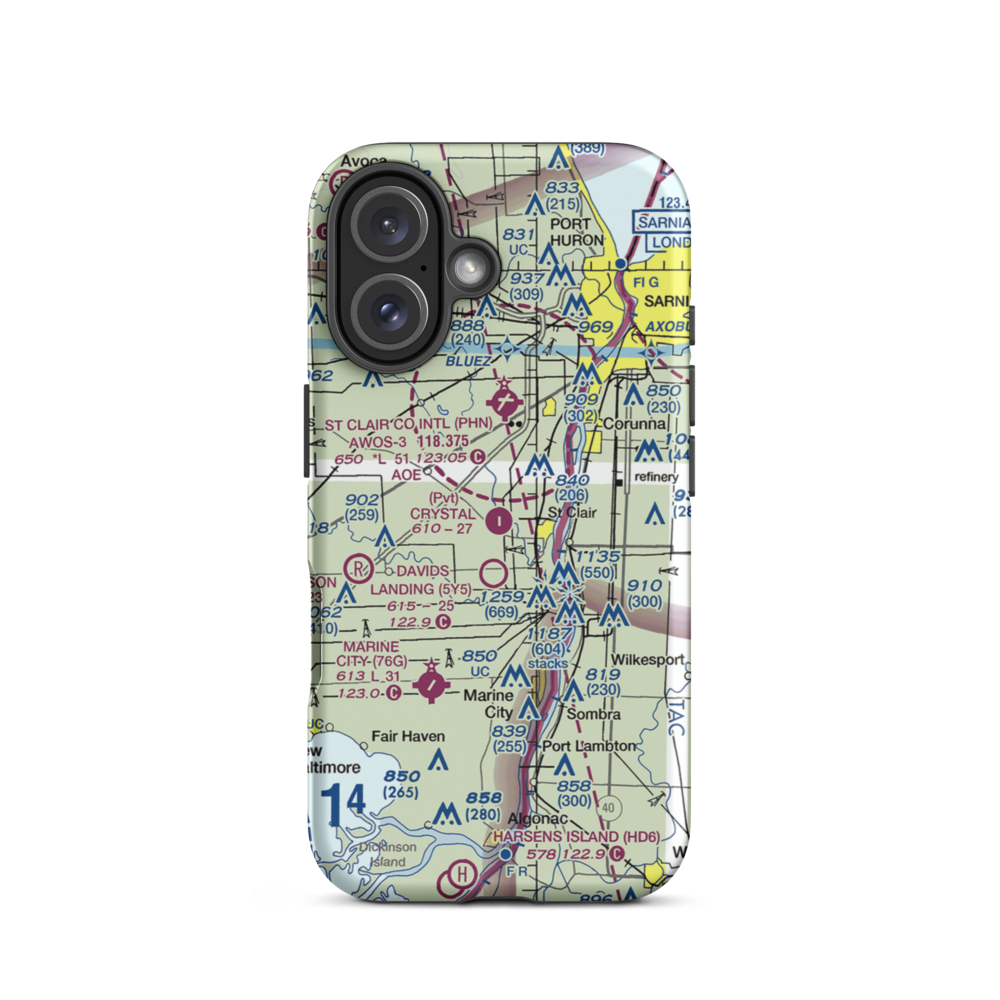 Crystal Airport (MI41) VFR Sectional  Tough iPhone Case iPhone 16 model shown