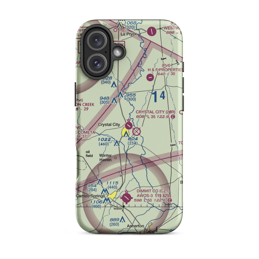 Crystal City Municipal Airport (20R) VFR Sectional  Tough iPhone Case iPhone 16 Plus model shown