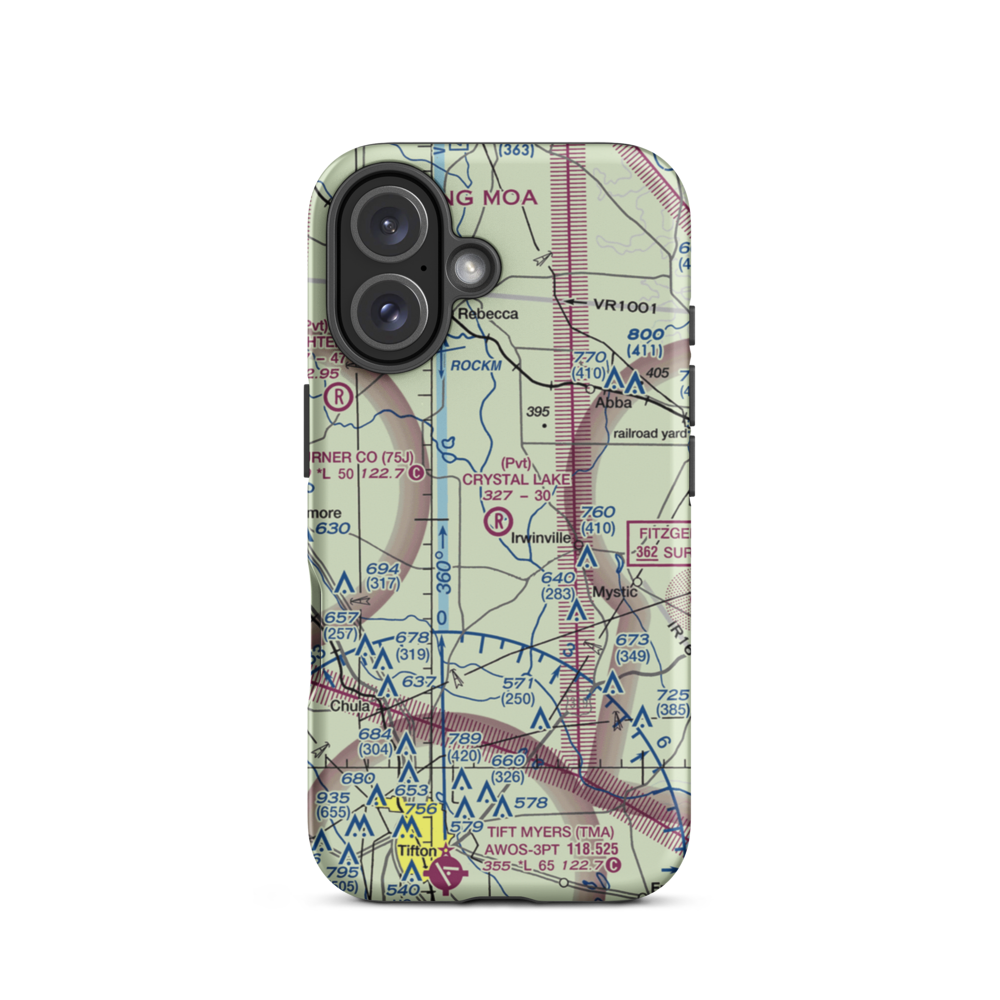 Crystal Lake Airpark (0GE1) VFR Sectional  Tough iPhone Case iPhone 16 model shown