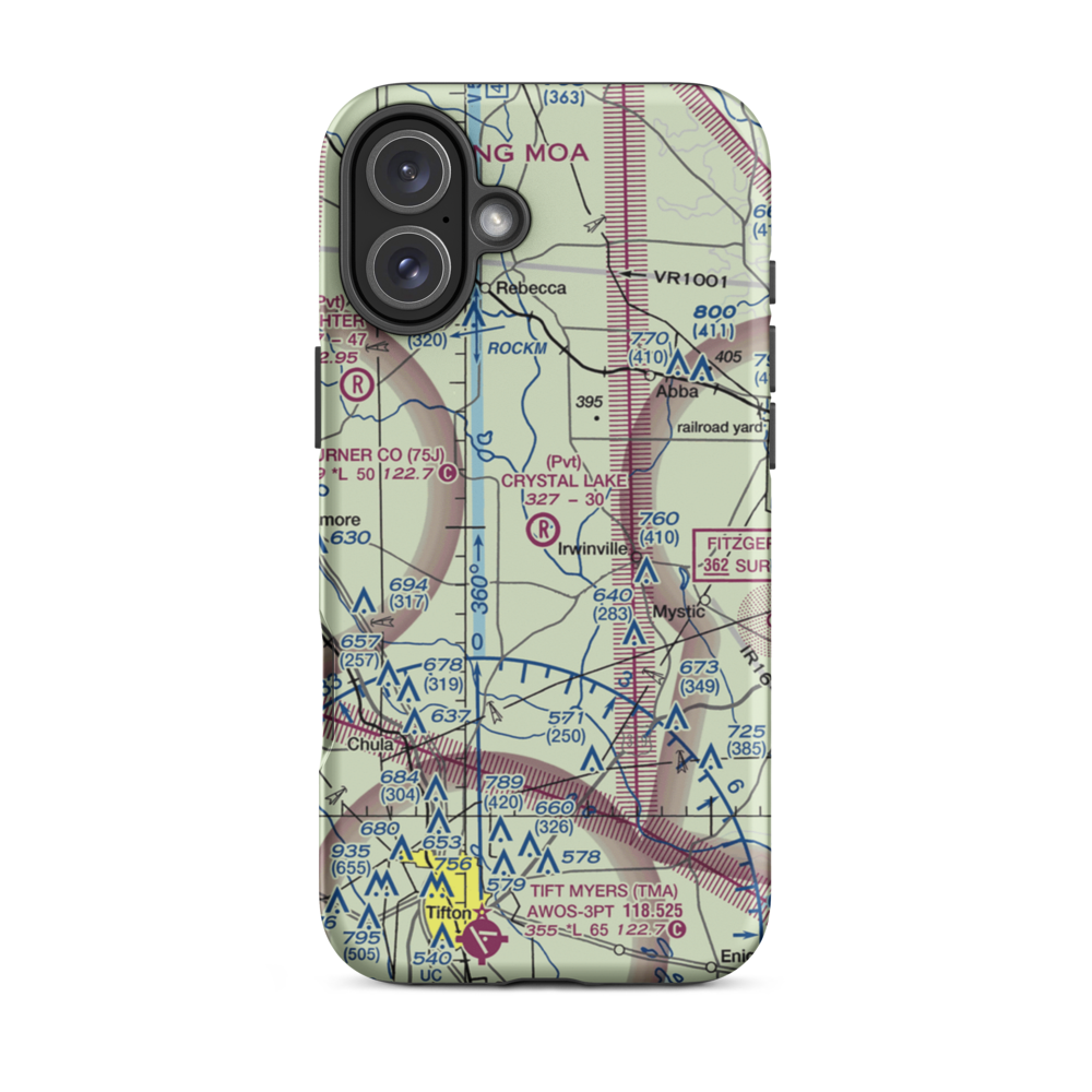 Crystal Lake Airpark (0GE1) VFR Sectional  Tough iPhone Case iPhone 16 Plus model shown