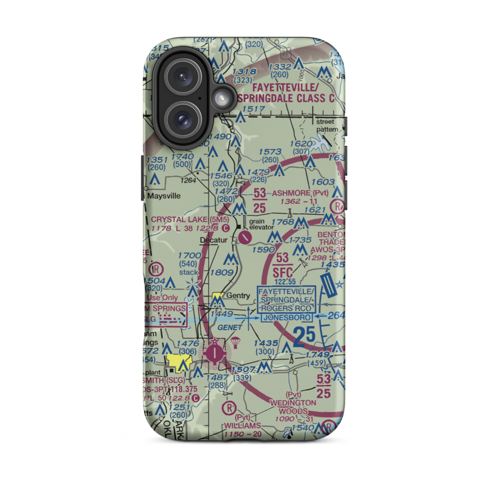 Crystal Lake Airport (5M5) VFR Sectional  Tough iPhone Case iPhone 16 Plus model shown