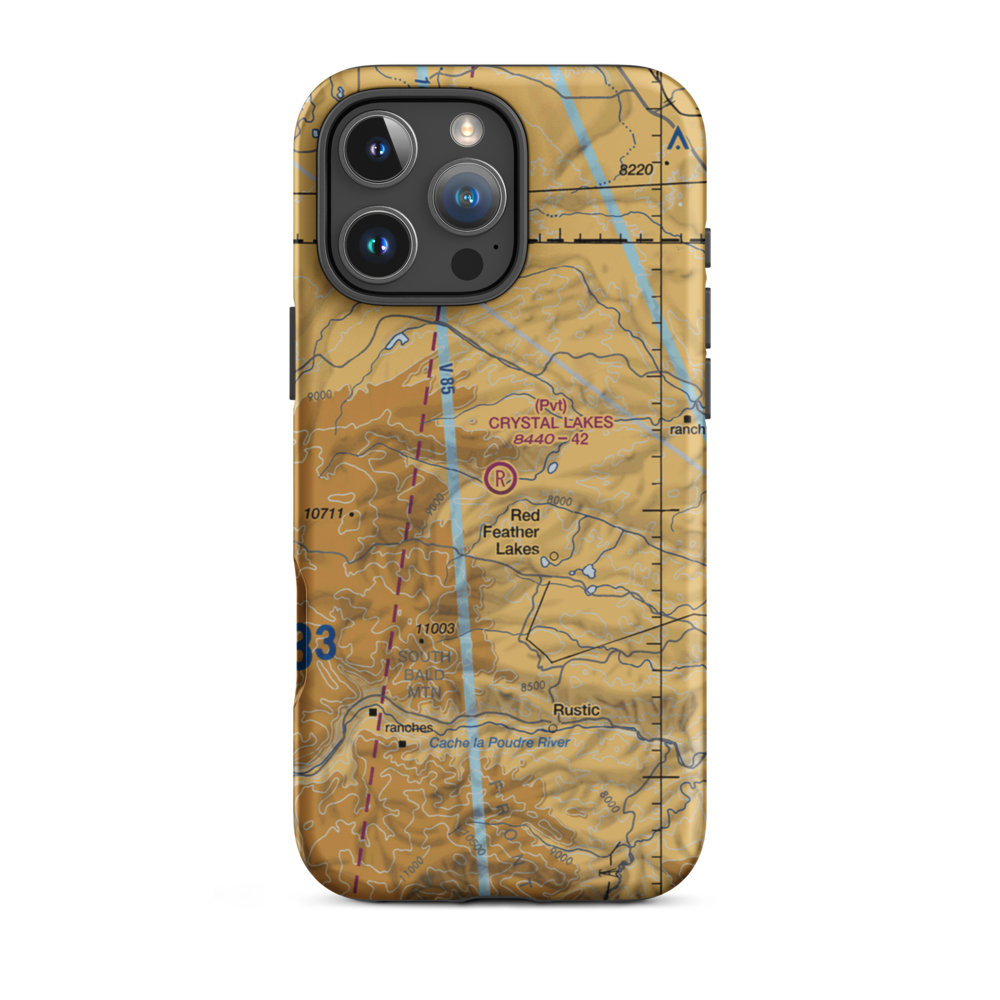 Crystal Lakes Airport (25CO) VFR Sectional  Tough iPhone Case iPhone 16 Pro Max model shown