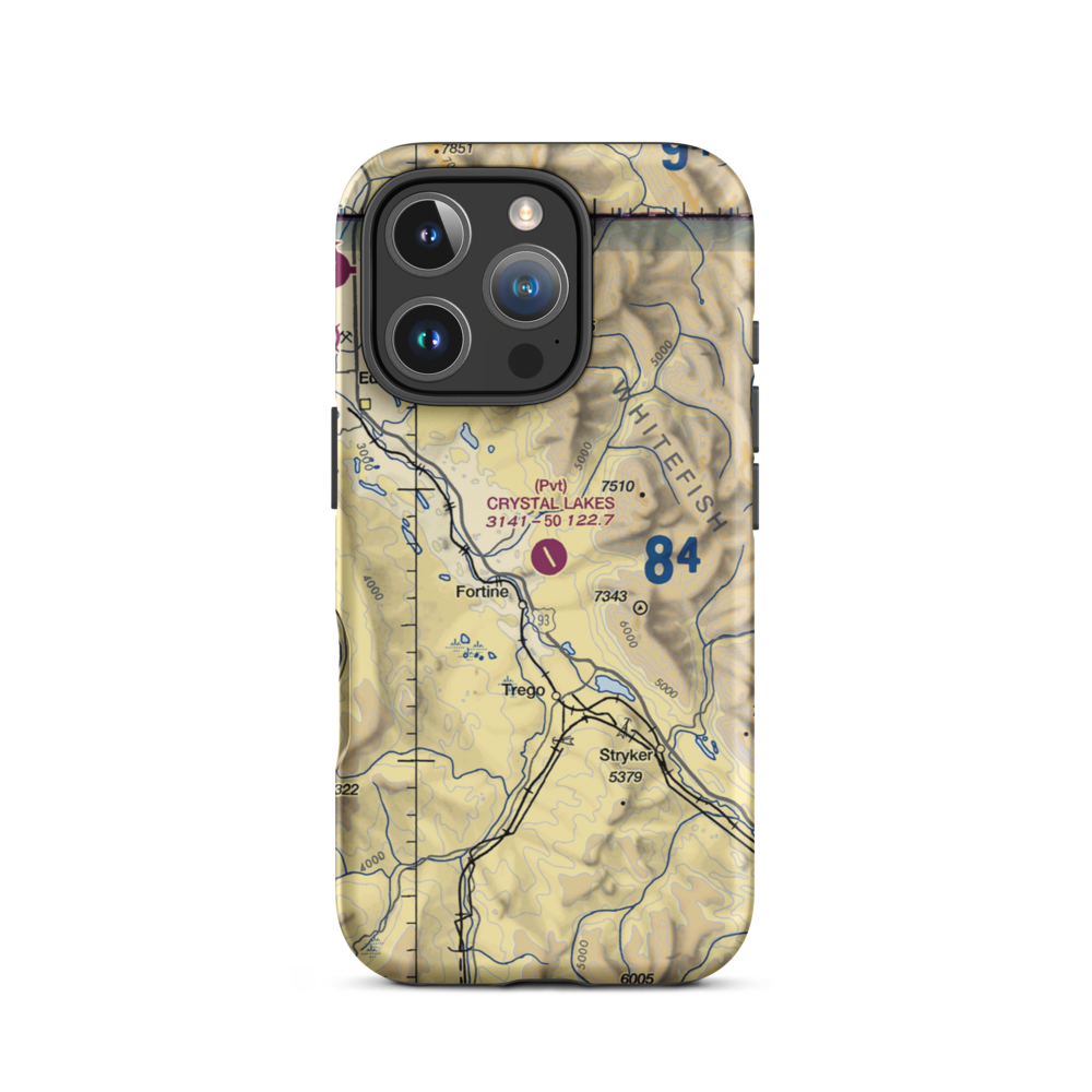 Crystal Lakes Resort Airport (01MT) VFR Sectional  Tough iPhone Case iPhone 16 Pro model shown
