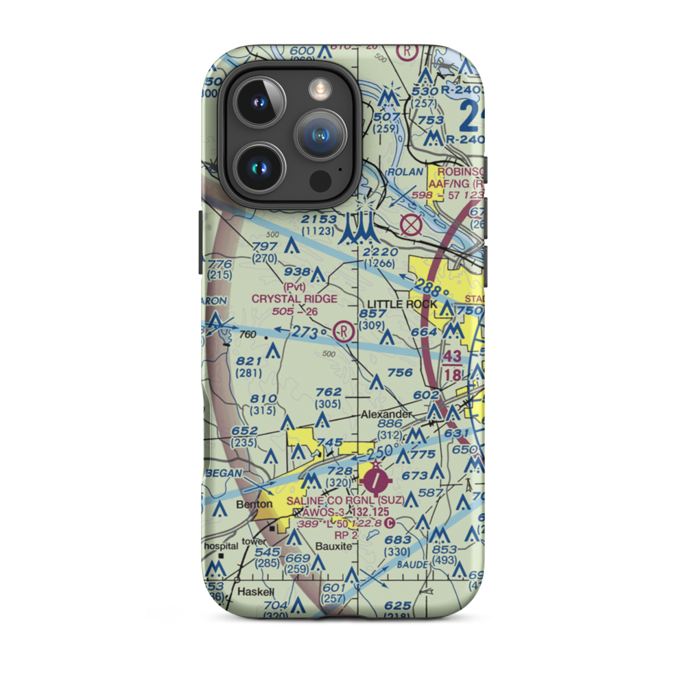 Crystal Ridge Airport (3AR6) VFR Sectional  Tough iPhone Case iPhone 16 Pro Max model shown
