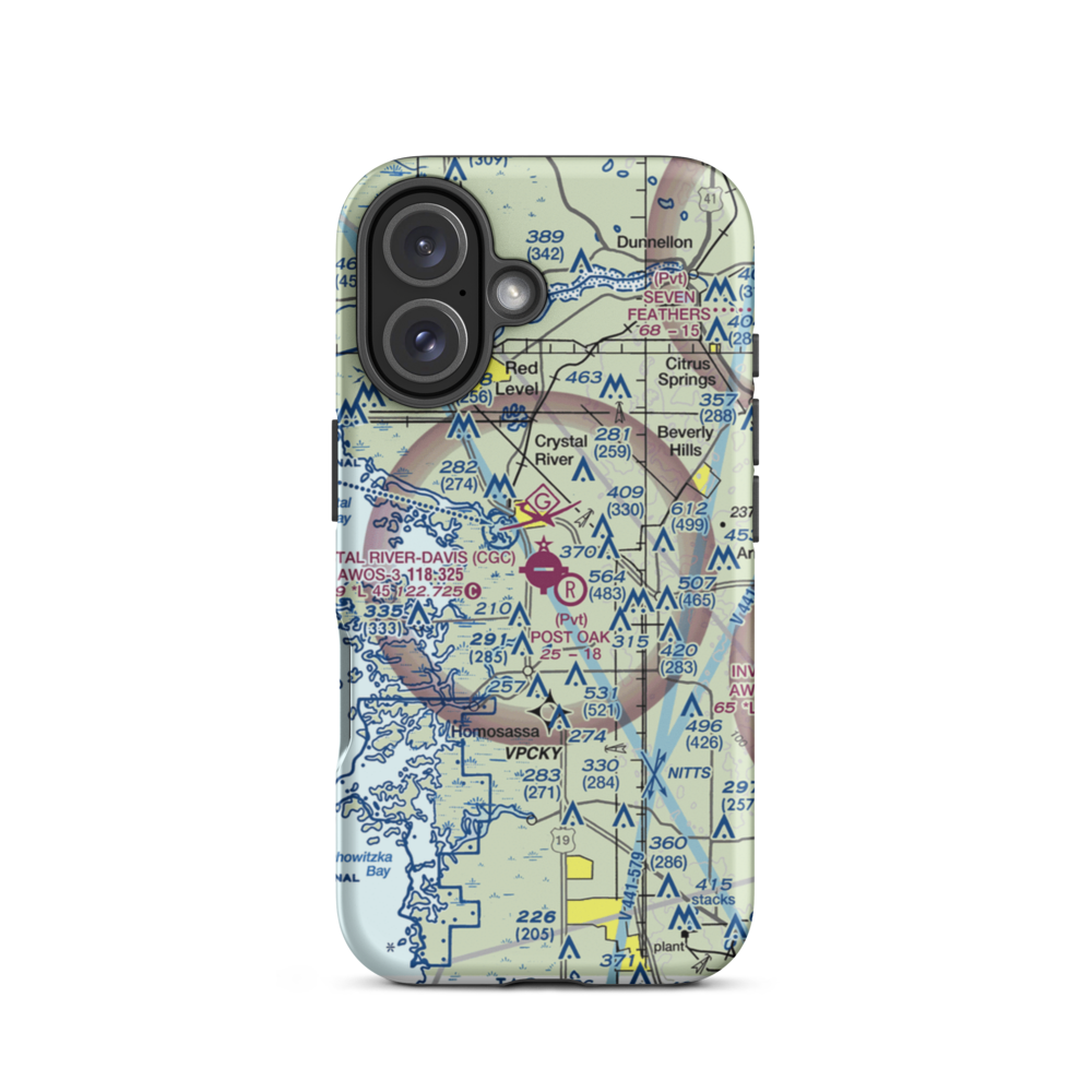 Crystal River Airport (CGC) VFR Sectional  Tough iPhone Case iPhone 16 model shown