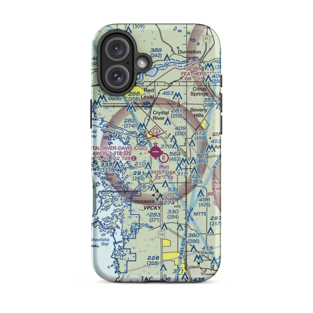 Crystal River Airport (CGC) VFR Sectional  Tough iPhone Case iPhone 16 Plus model shown