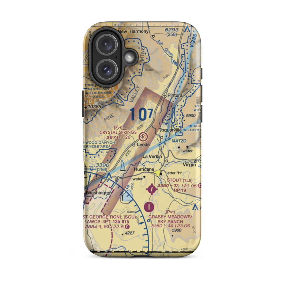 Crystal Springs Ranch Airport (UT54) VFR Sectional  Tough iPhone Case iPhone 16 Plus model shown