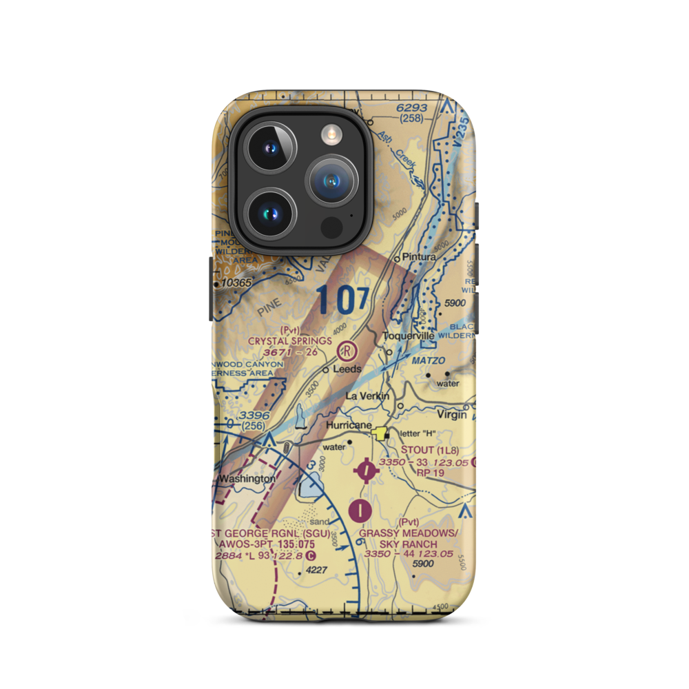 Crystal Springs Ranch Airport (UT54) VFR Sectional  Tough iPhone Case iPhone 16 Pro model shown