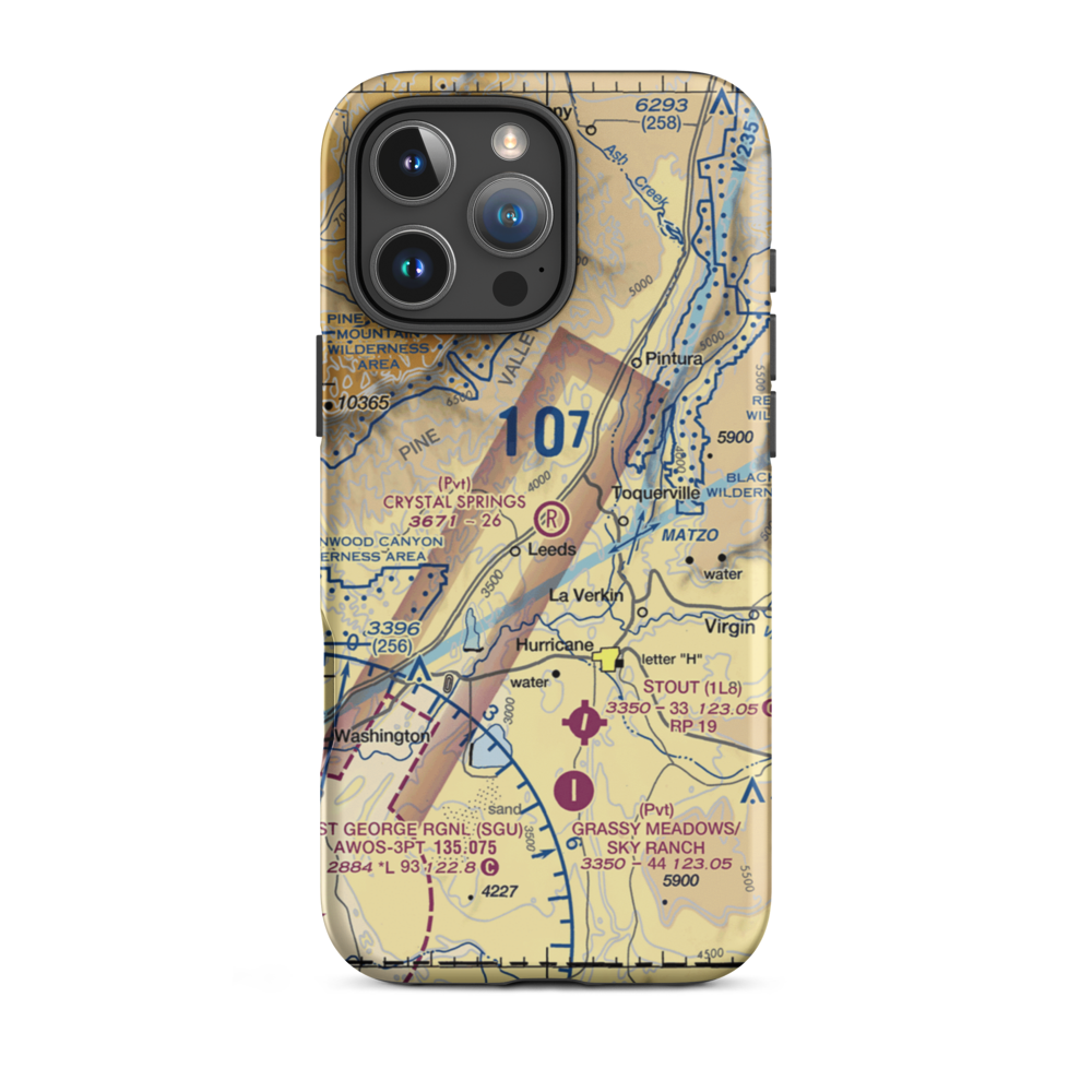 Crystal Springs Ranch Airport (UT54) VFR Sectional  Tough iPhone Case iPhone 16 Pro Max model shown