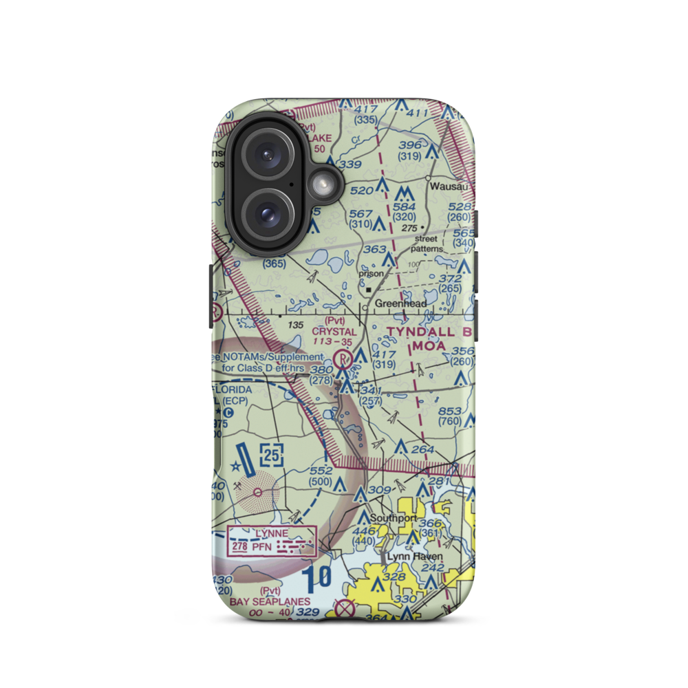 Crystal Village Airport (2FL0) VFR Sectional  Tough iPhone Case iPhone 16 model shown
