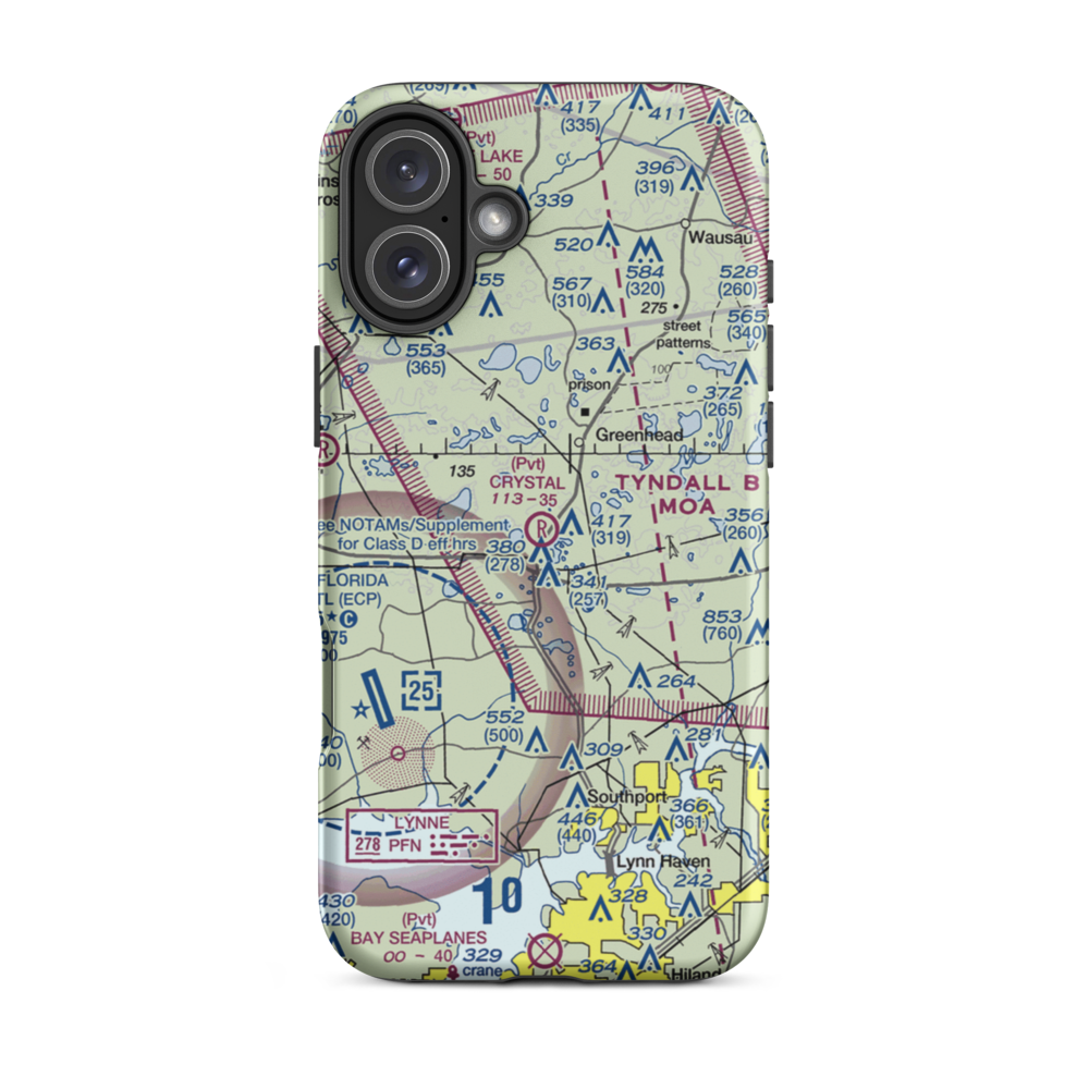 Crystal Village Airport (2FL0) VFR Sectional  Tough iPhone Case iPhone 16 Plus model shown