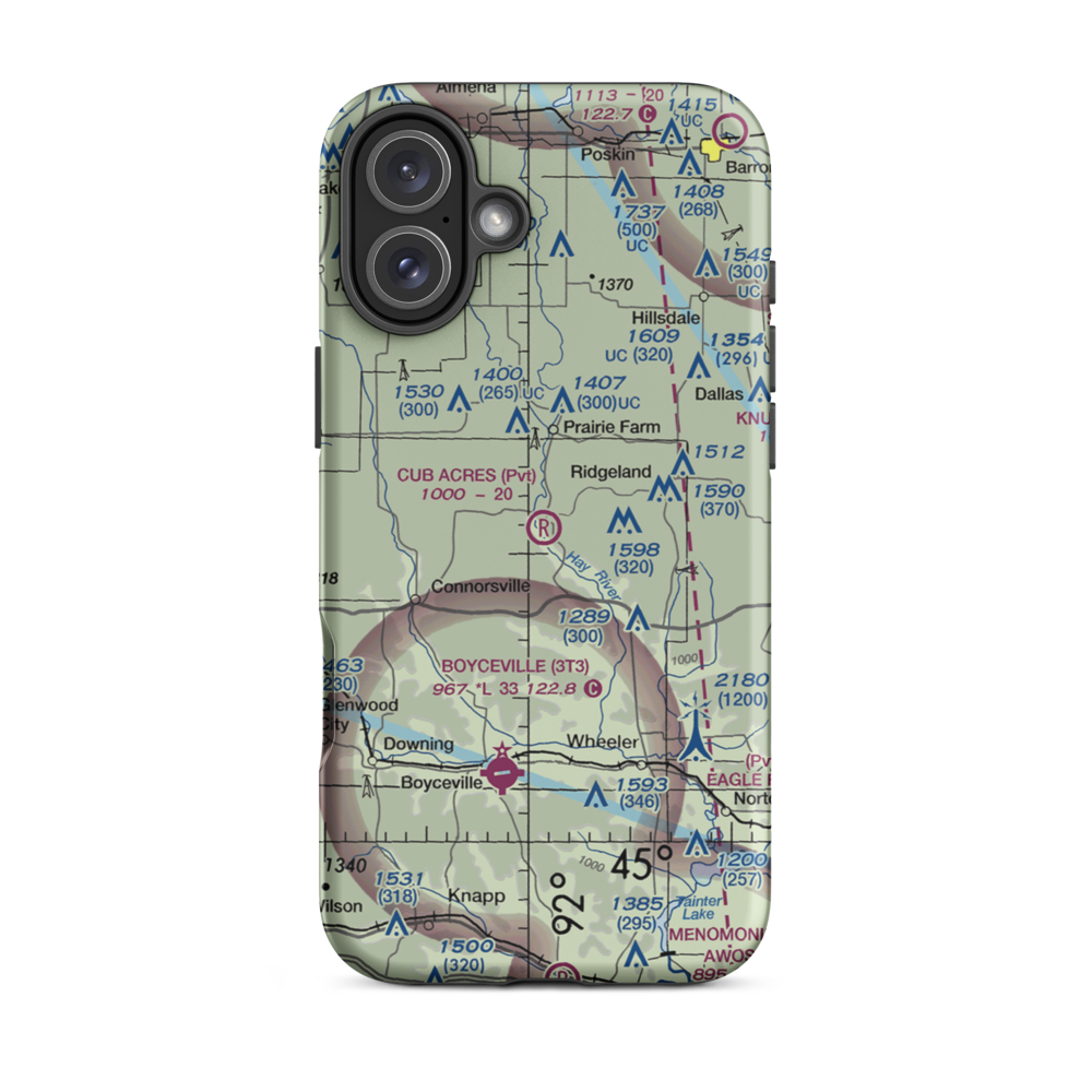 Cub Acres Airport (6WI0) VFR Sectional  Tough iPhone Case iPhone 16 Plus model shown