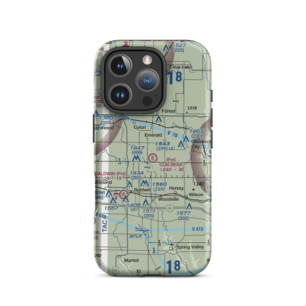 Cub Bear Airport (85WI) VFR Sectional  Tough iPhone Case iPhone 16 Pro model shown
