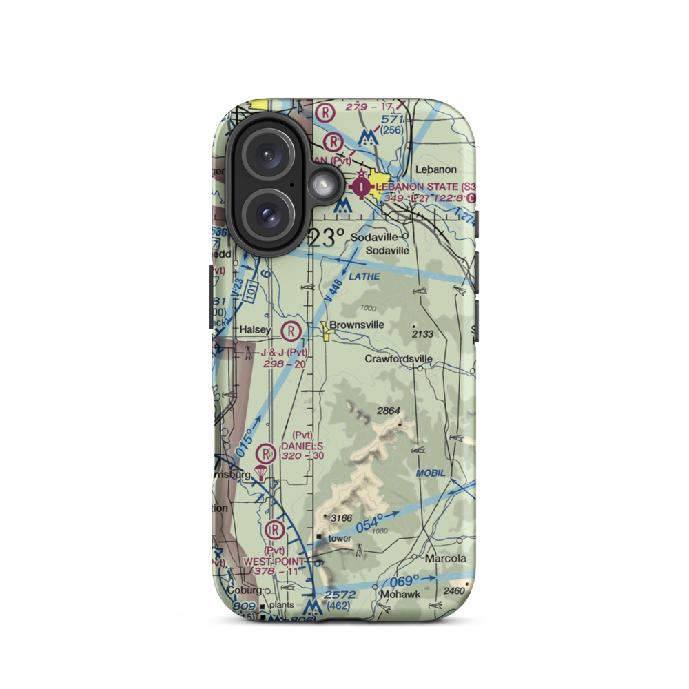 Cubehole Airport (3OR1) VFR Sectional  Tough iPhone Case iPhone 16 model shown