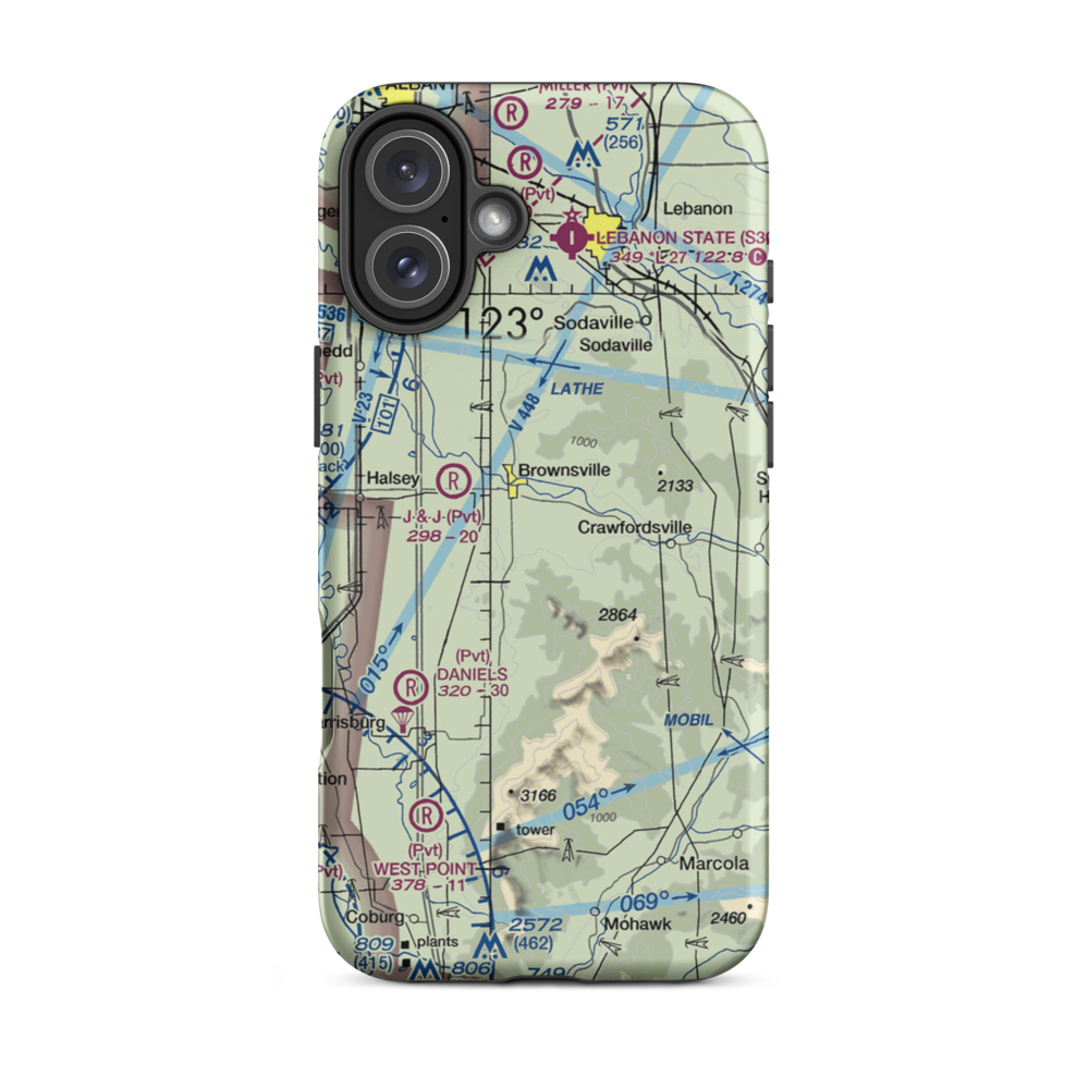 Cubehole Airport (3OR1) VFR Sectional  Tough iPhone Case iPhone 16 Plus model shown