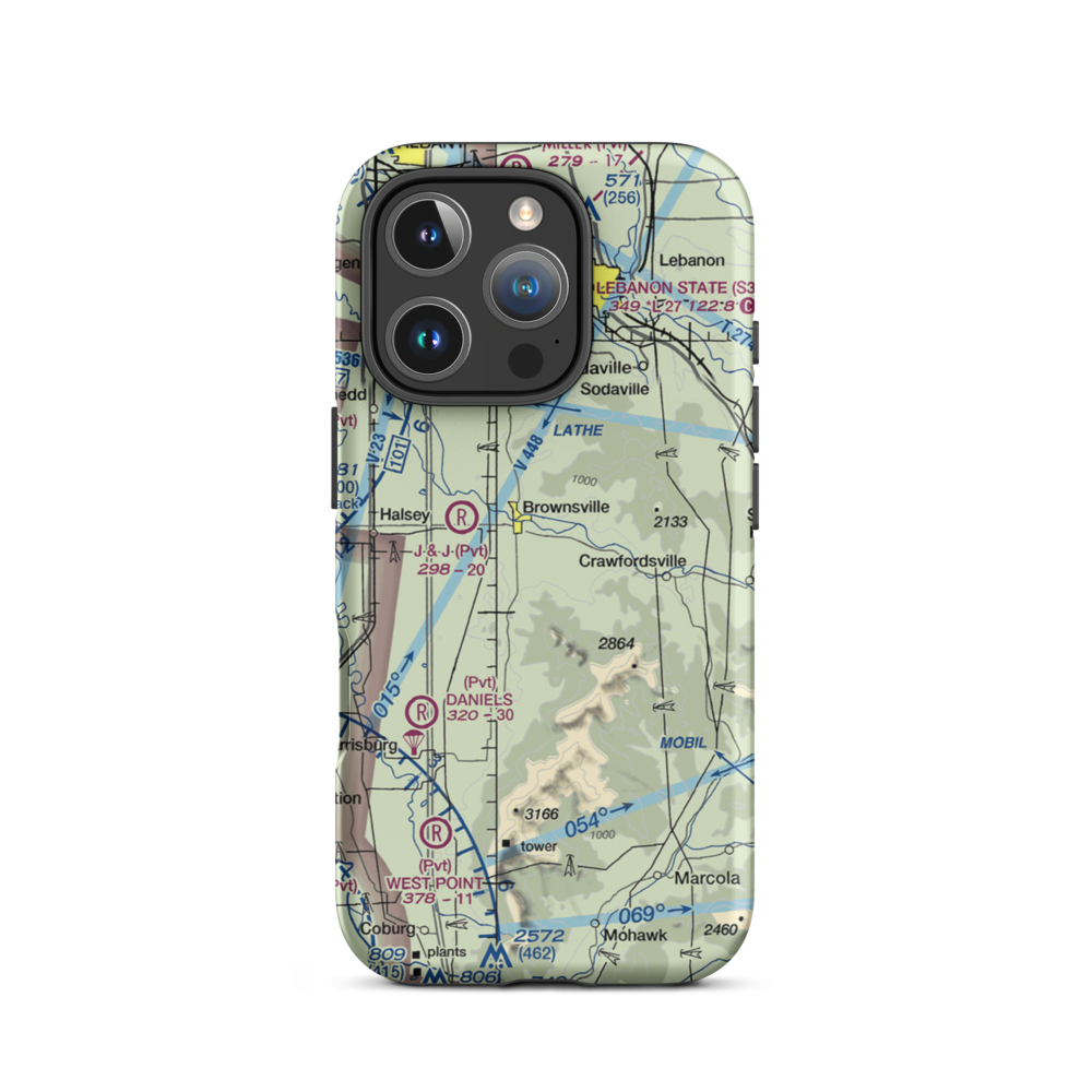 Cubehole Airport (3OR1) VFR Sectional  Tough iPhone Case iPhone 16 Pro model shown