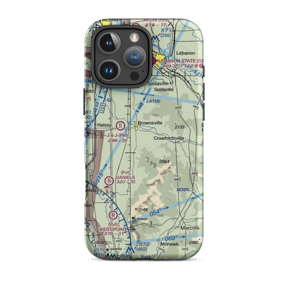 Cubehole Airport (3OR1) VFR Sectional  Tough iPhone Case iPhone 16 Pro Max model shown