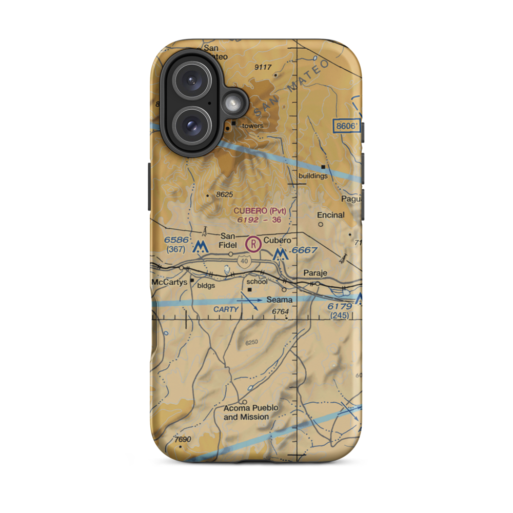 Cubero Airport (NM74) VFR Sectional  Tough iPhone Case iPhone 16 Plus model shown