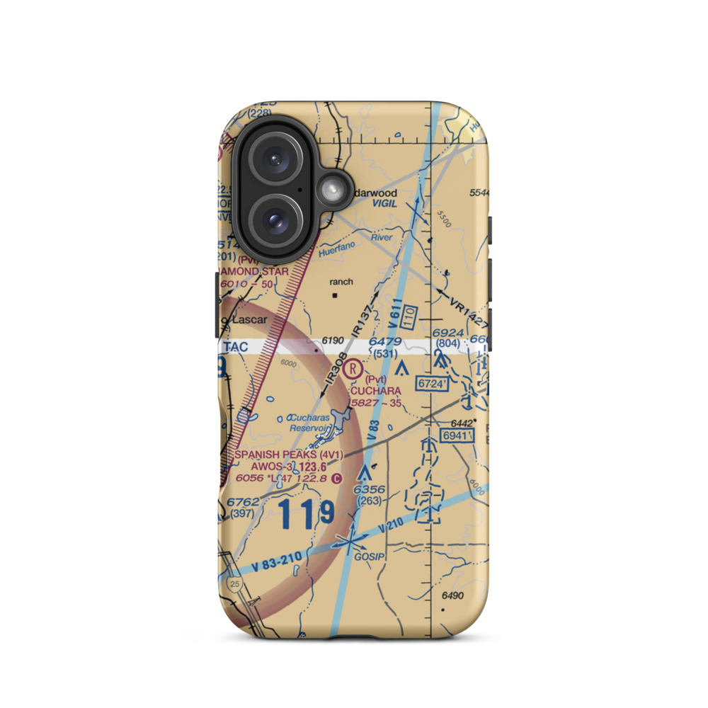 Cuchara Ranch Airport (CD48) VFR Sectional  Tough iPhone Case iPhone 16 model shown