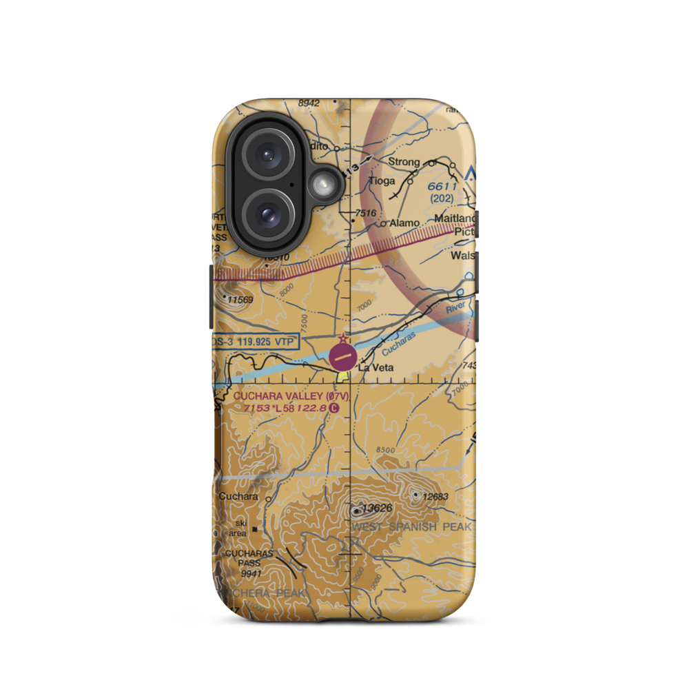 Cuchara Valley At La Veta Airport (07V) VFR Sectional  Tough iPhone Case iPhone 16 model shown