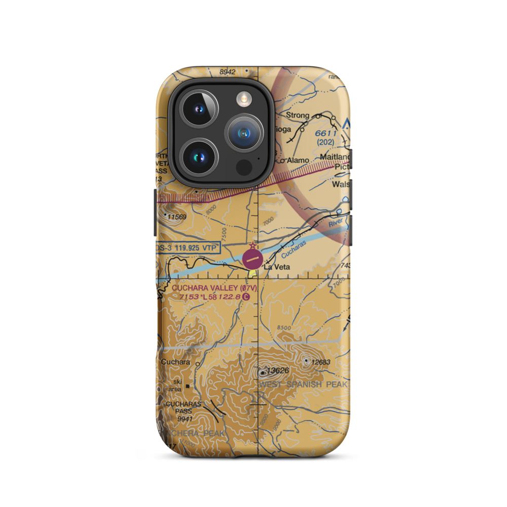 Cuchara Valley At La Veta Airport (07V) VFR Sectional  Tough iPhone Case iPhone 16 Pro model shown