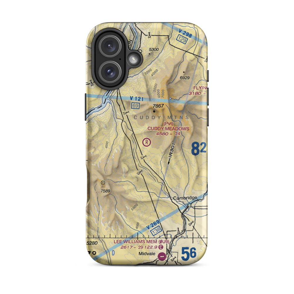 Cuddy Meadows Airport (ID77) VFR Sectional  Tough iPhone Case iPhone 16 Plus model shown