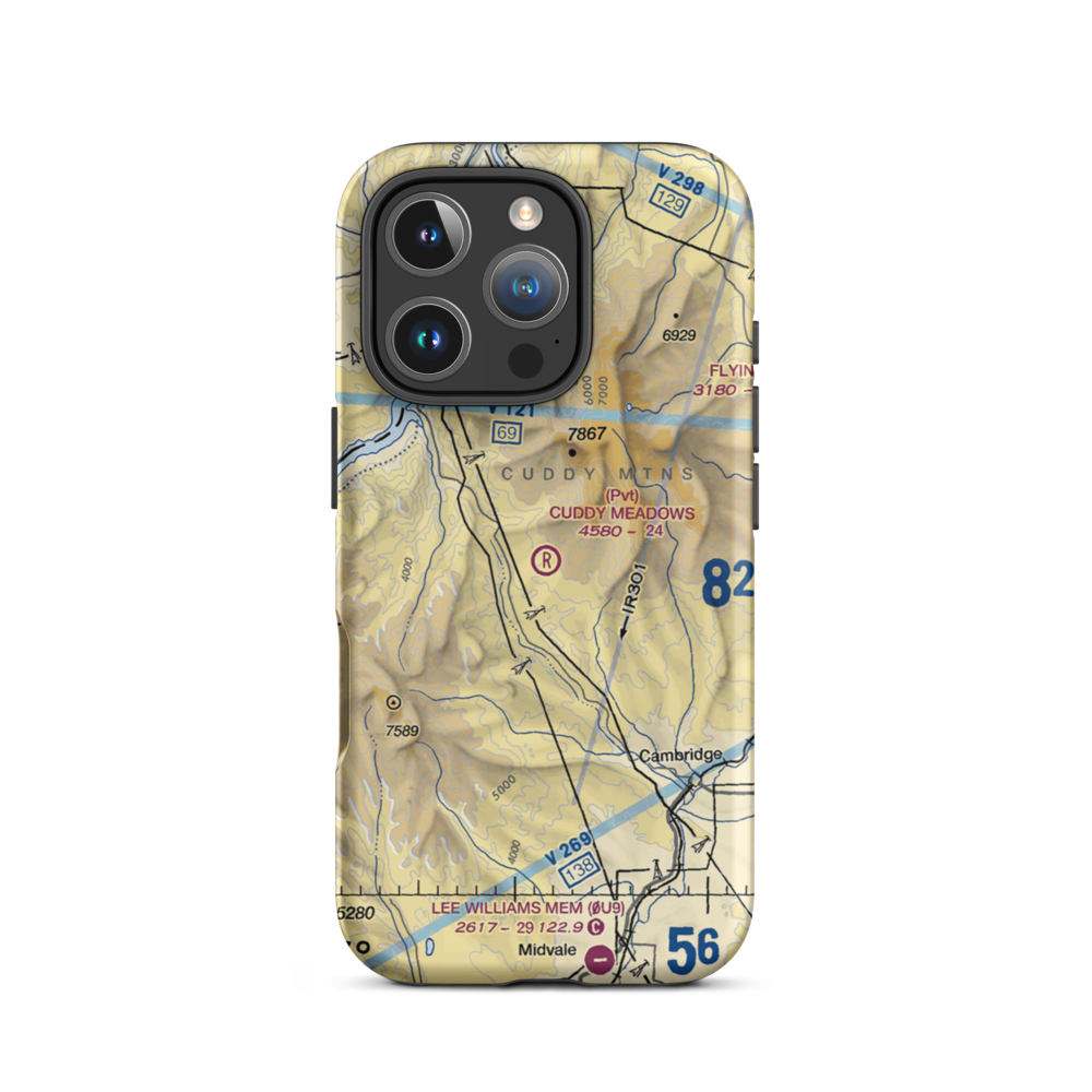 Cuddy Meadows Airport (ID77) VFR Sectional  Tough iPhone Case iPhone 16 Pro model shown