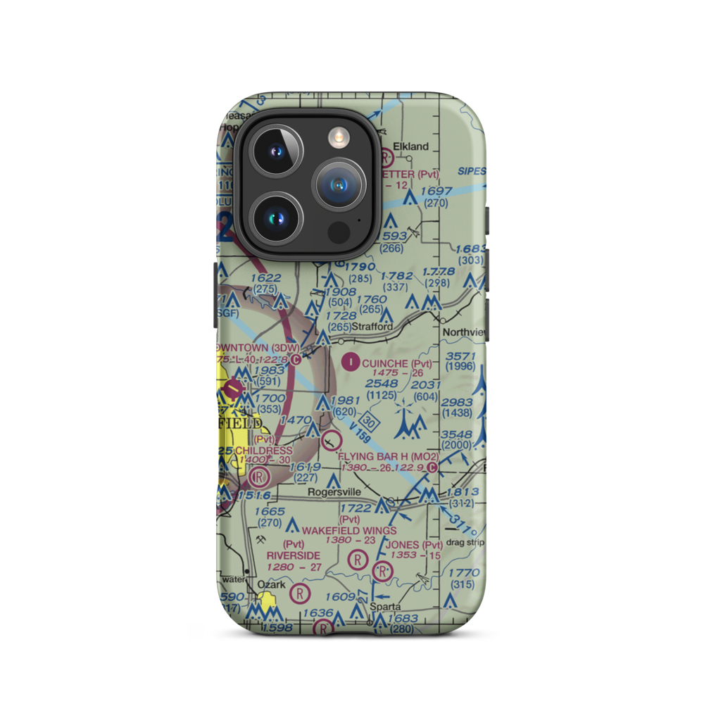 Cuinche Airport (MO01) VFR Sectional  Tough iPhone Case iPhone 16 Pro model shown