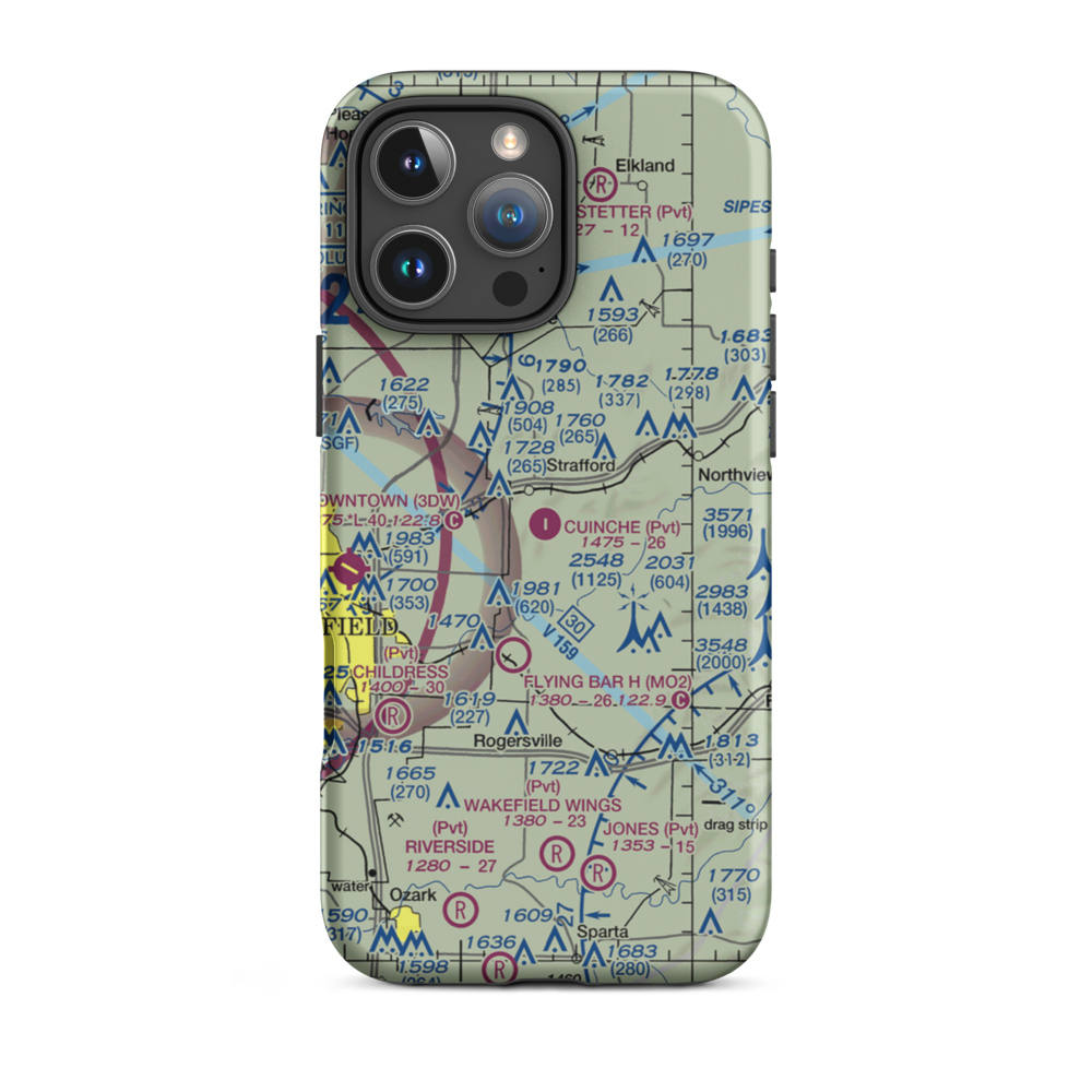 Cuinche Airport (MO01) VFR Sectional  Tough iPhone Case iPhone 16 Pro Max model shown