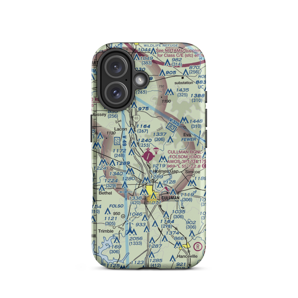 Cullman Regional Airport-Folsom Field (CMD) VFR Sectional  Tough iPhone Case iPhone 16 model shown