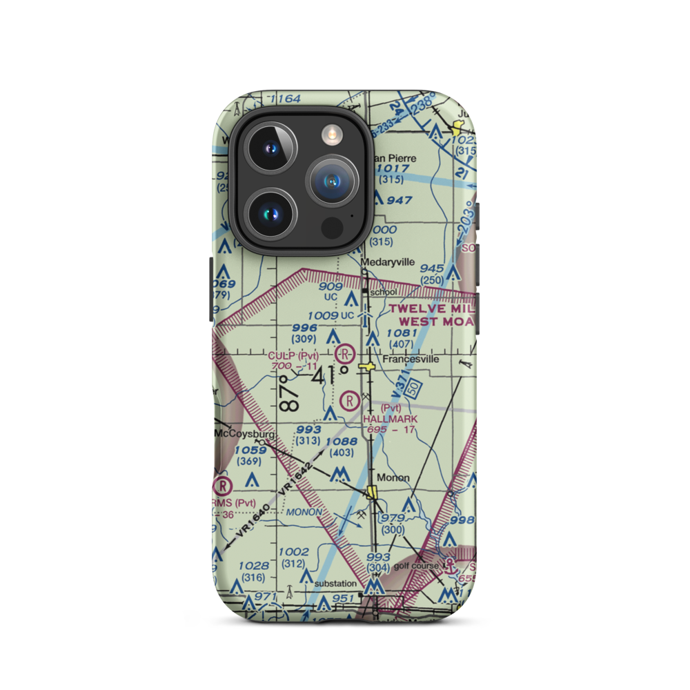 Culp Airport (IN27) VFR Sectional  Tough iPhone Case iPhone 16 Pro model shown