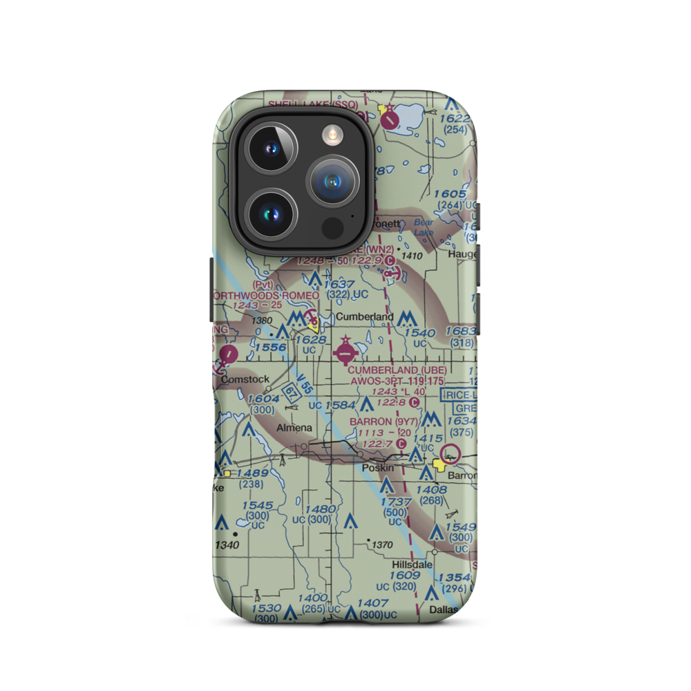 Cumberland Municipal Airport (UBE) VFR Sectional  Tough iPhone Case iPhone 16 Pro model shown