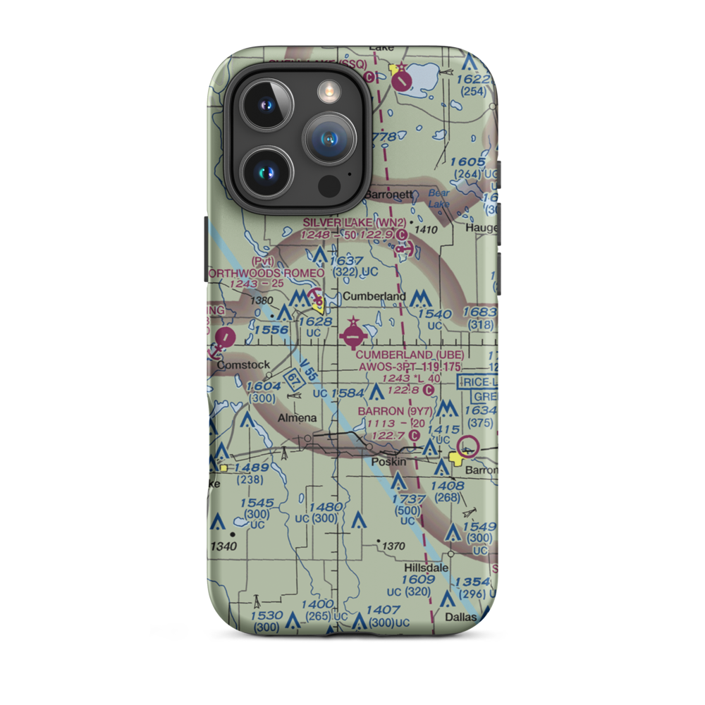 Cumberland Municipal Airport (UBE) VFR Sectional  Tough iPhone Case iPhone 16 Pro Max model shown