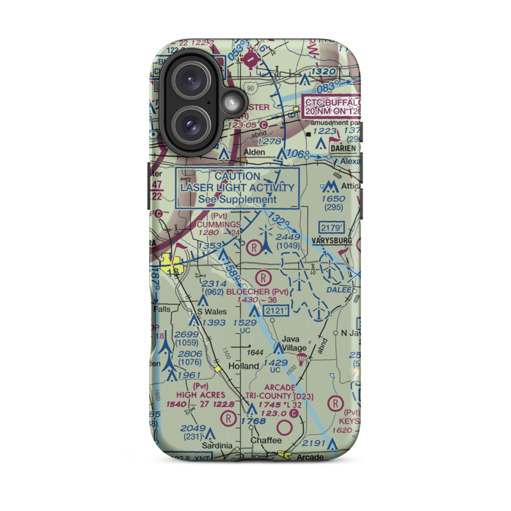 Cummings Airfield (95NY) VFR Sectional  Tough iPhone Case iPhone 16 Plus model shown