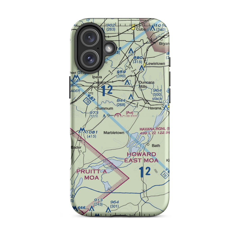 Curless Airport (IS08) VFR Sectional  Tough iPhone Case iPhone 16 Plus model shown
