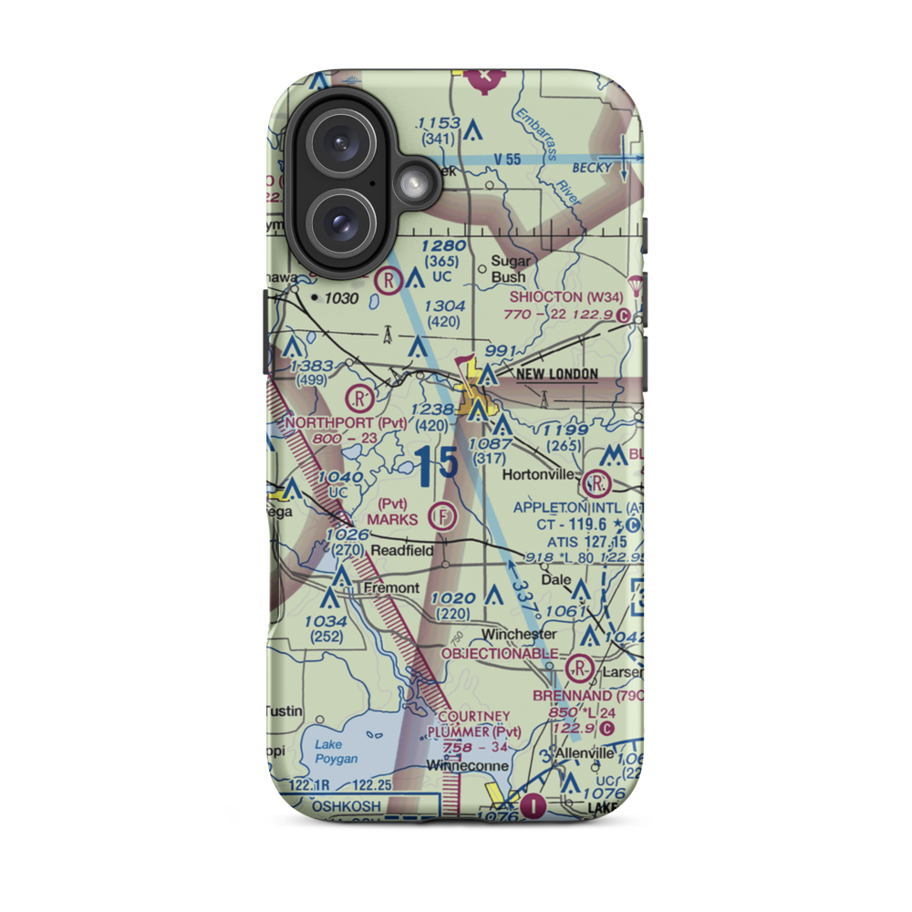 Curns Airport (2WN3) VFR Sectional  Tough iPhone Case iPhone 16 Plus model shown