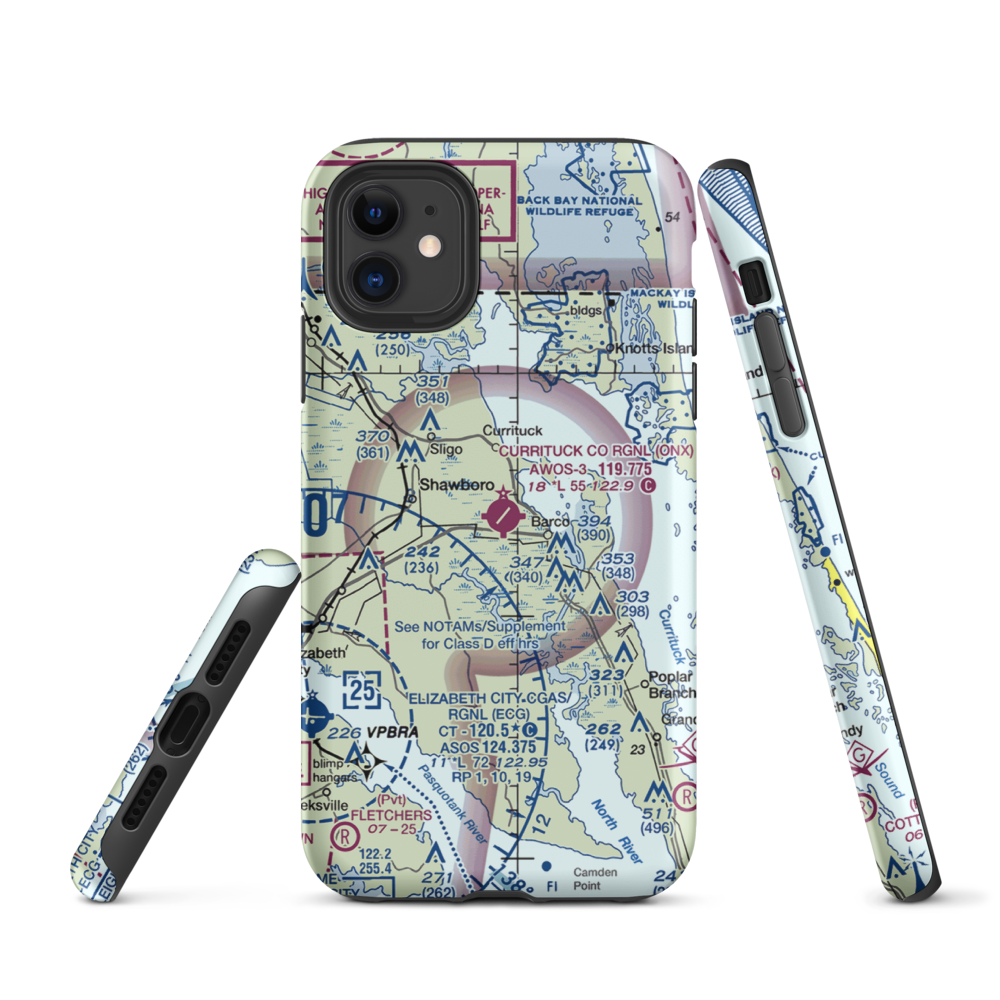 Currituck County Regional Airport (ONX) VFR Sectional  Tough iPhone Case iPhone 11 model shown