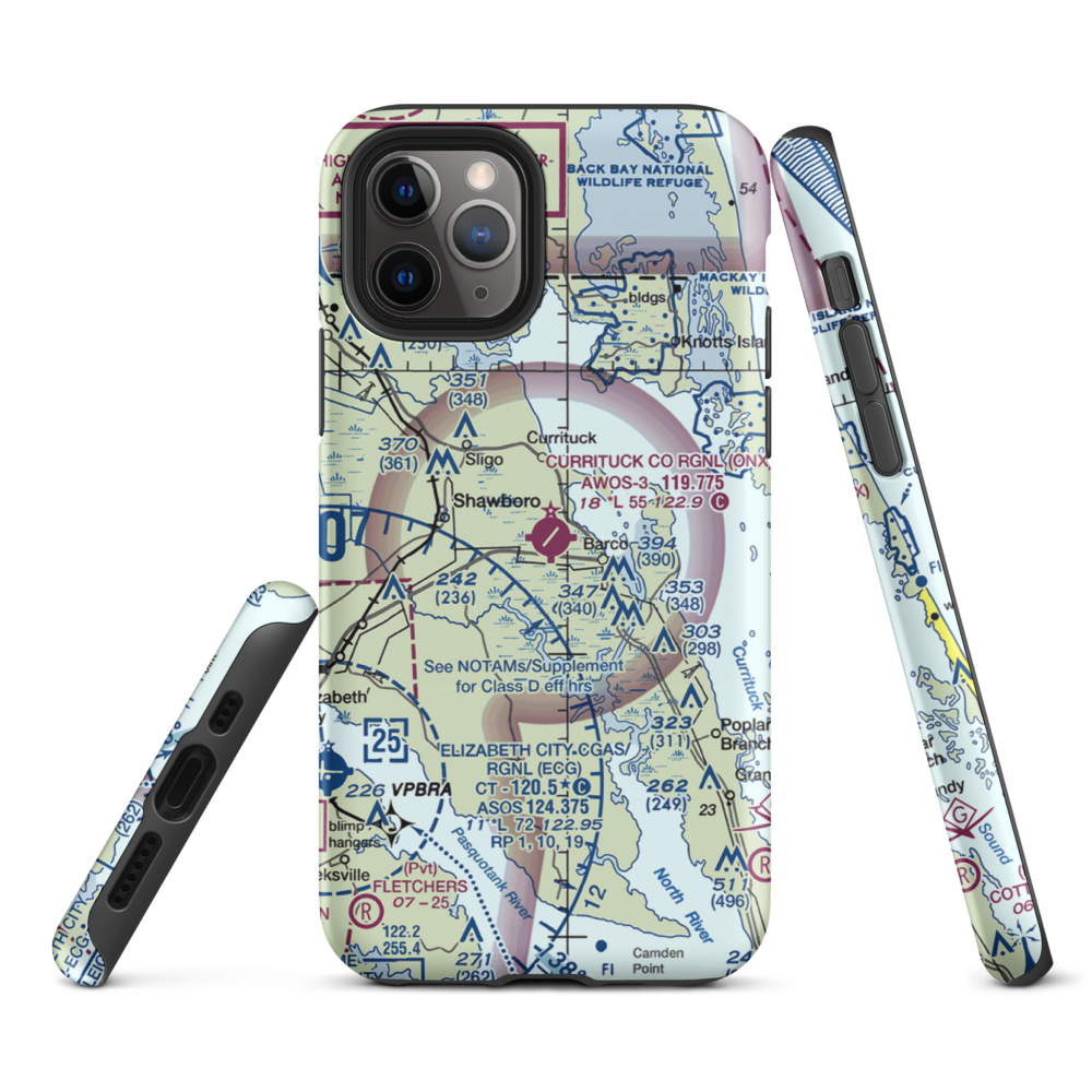 Currituck County Regional Airport (ONX) VFR Sectional  Tough iPhone Case iPhone 11 Pro model shown