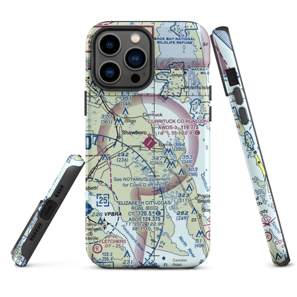 Currituck County Regional Airport (ONX) VFR Sectional  Tough iPhone Case iPhone 13 Pro Max model shown