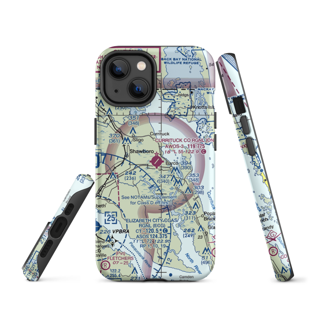 Currituck County Regional Airport (ONX) VFR Sectional  Tough iPhone Case iPhone 14 model shown