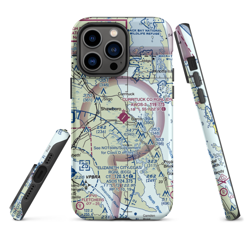 Currituck County Regional Airport (ONX) VFR Sectional  Tough iPhone Case iPhone 14 Pro Max model shown