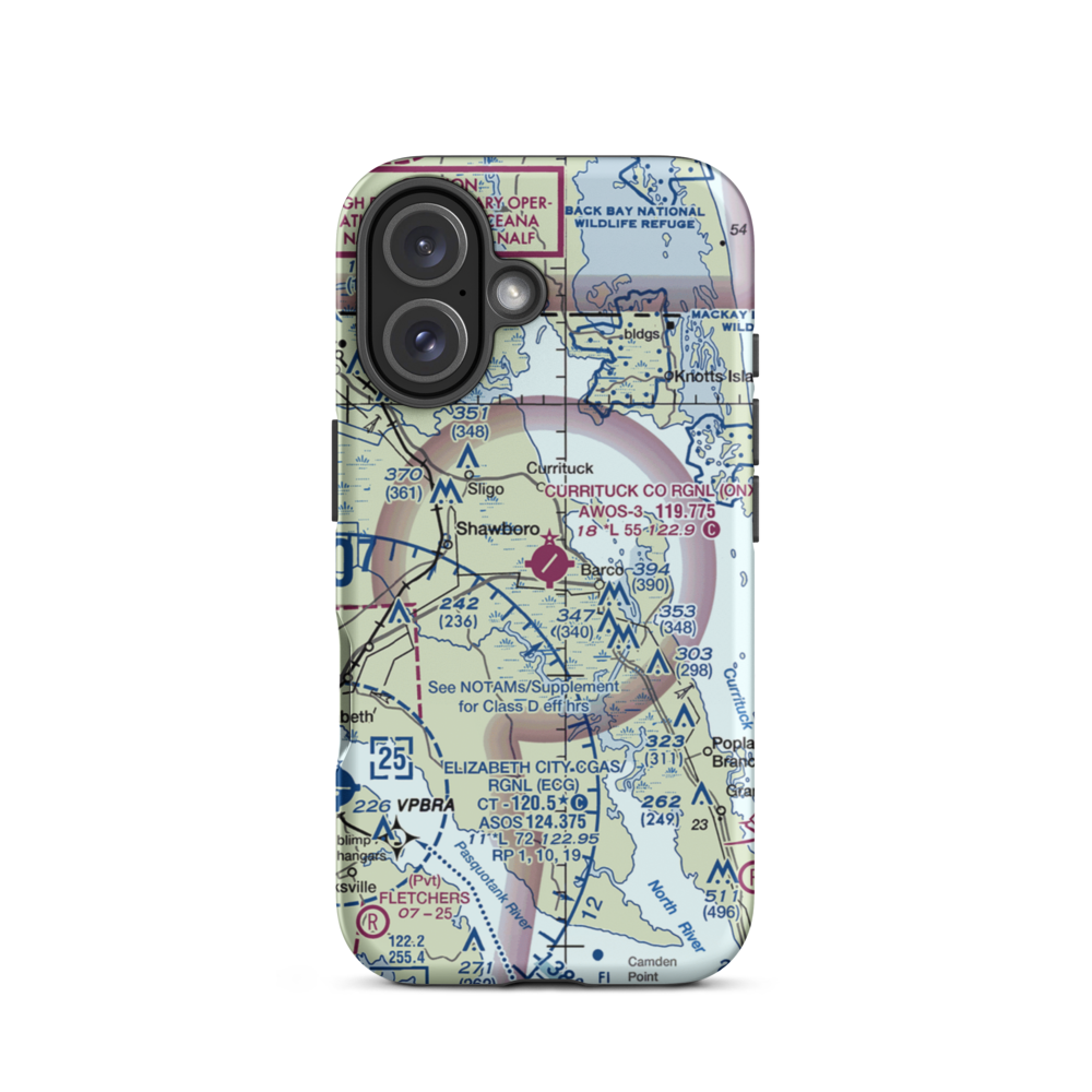 Currituck County Regional Airport (ONX) VFR Sectional  Tough iPhone Case iPhone 16 model shown
