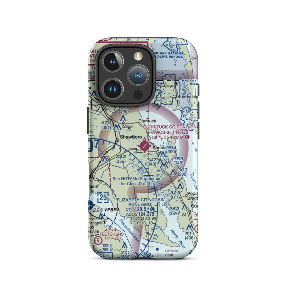 Currituck County Regional Airport (ONX) VFR Sectional  Tough iPhone Case iPhone 16 Pro model shown