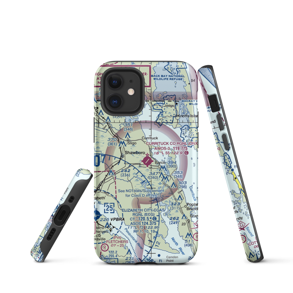 Currituck County Regional Airport (ONX) VFR Sectional  Tough iPhone Case iPhone 12 mini model shown