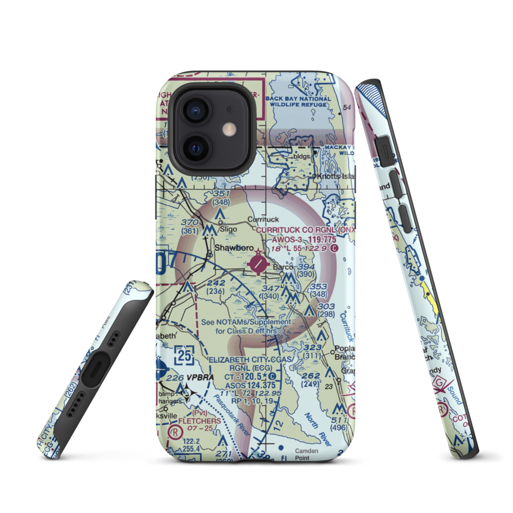 Currituck County Regional Airport (ONX) VFR Sectional  Tough iPhone Case iPhone 12 model shown